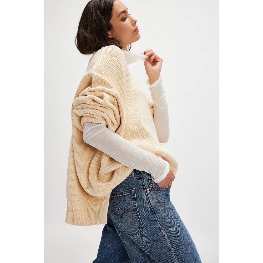 Free People | Easy Street Oversized Tunic Sweater Cream
